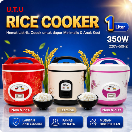 U.T.U Rice Cooker 1 Liter 5102 / Magic Com 1L UTU 5102 Violet / Jasmin / New Vinca