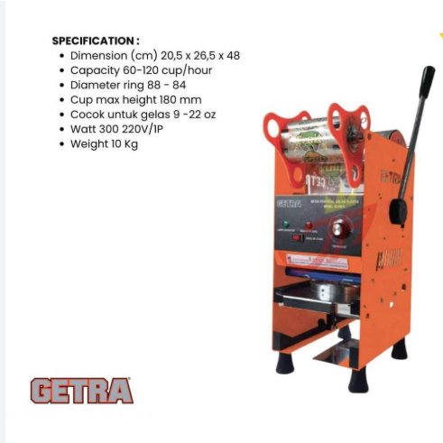 GETRA CUP SEALER / MESIN PENYEGEL GELAS GETRA SC-D8H 22oz
