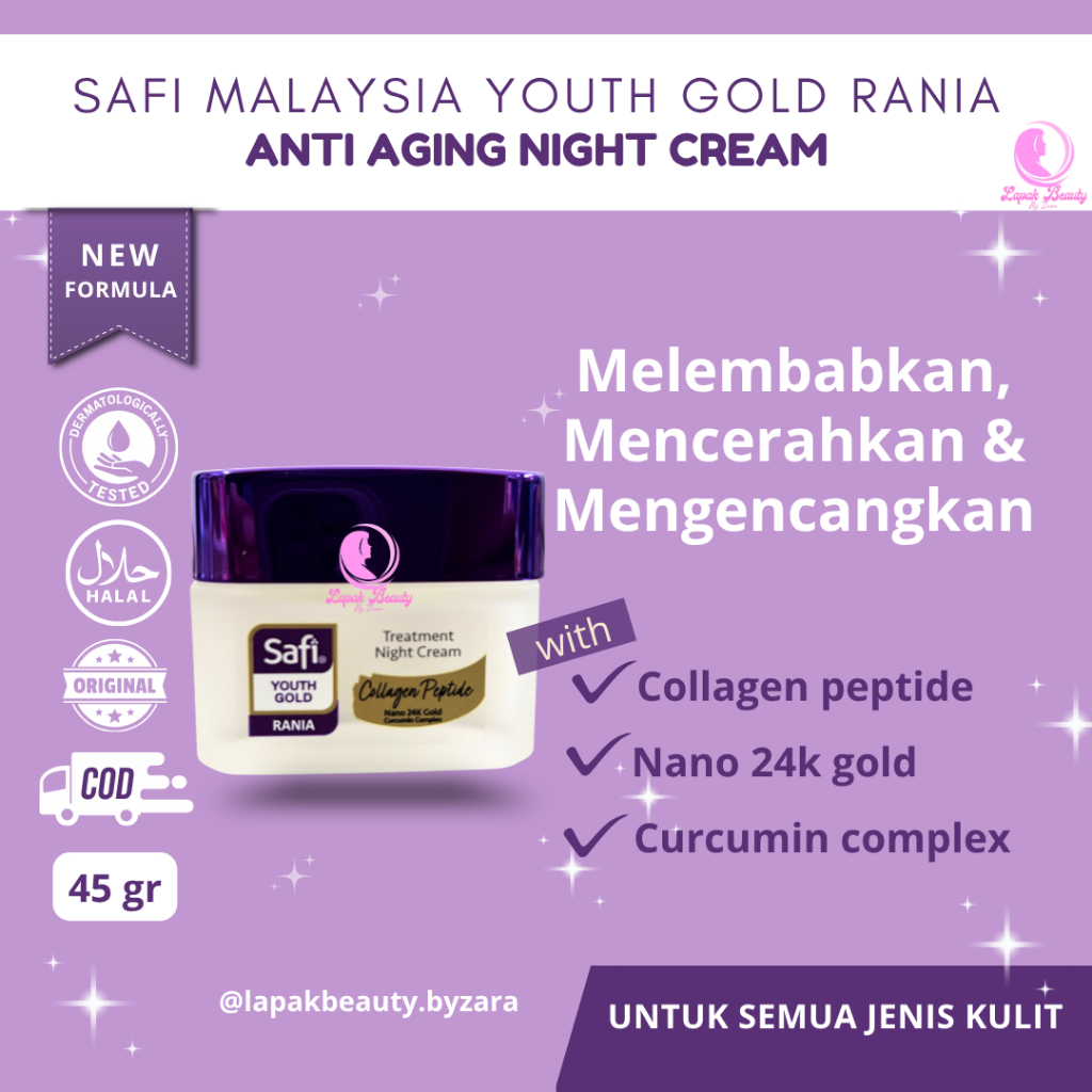 Safi Night Cream Krim Pelembab Pencerah Wajah Cream Malam Whitening Brightening safi malaysia