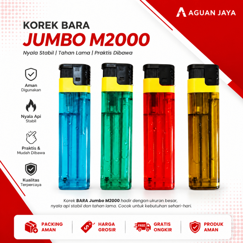 M2000 Korek Jumbo Besar Jet Bara Tahan Angin Bisa Isi Ulang