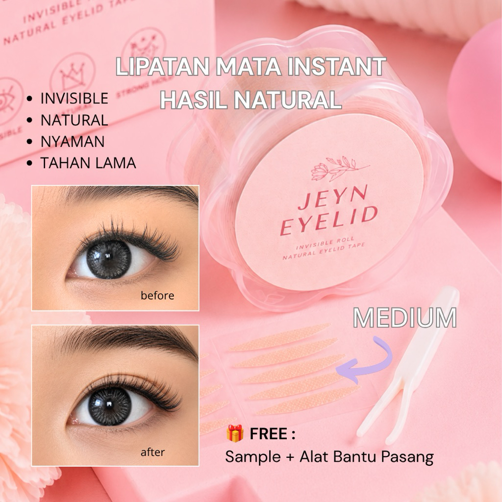 JEYN Eyelid Tape Medium Roll Invisible | Skot Mata Transparant Natural Double Eyelid Lipatan Mata