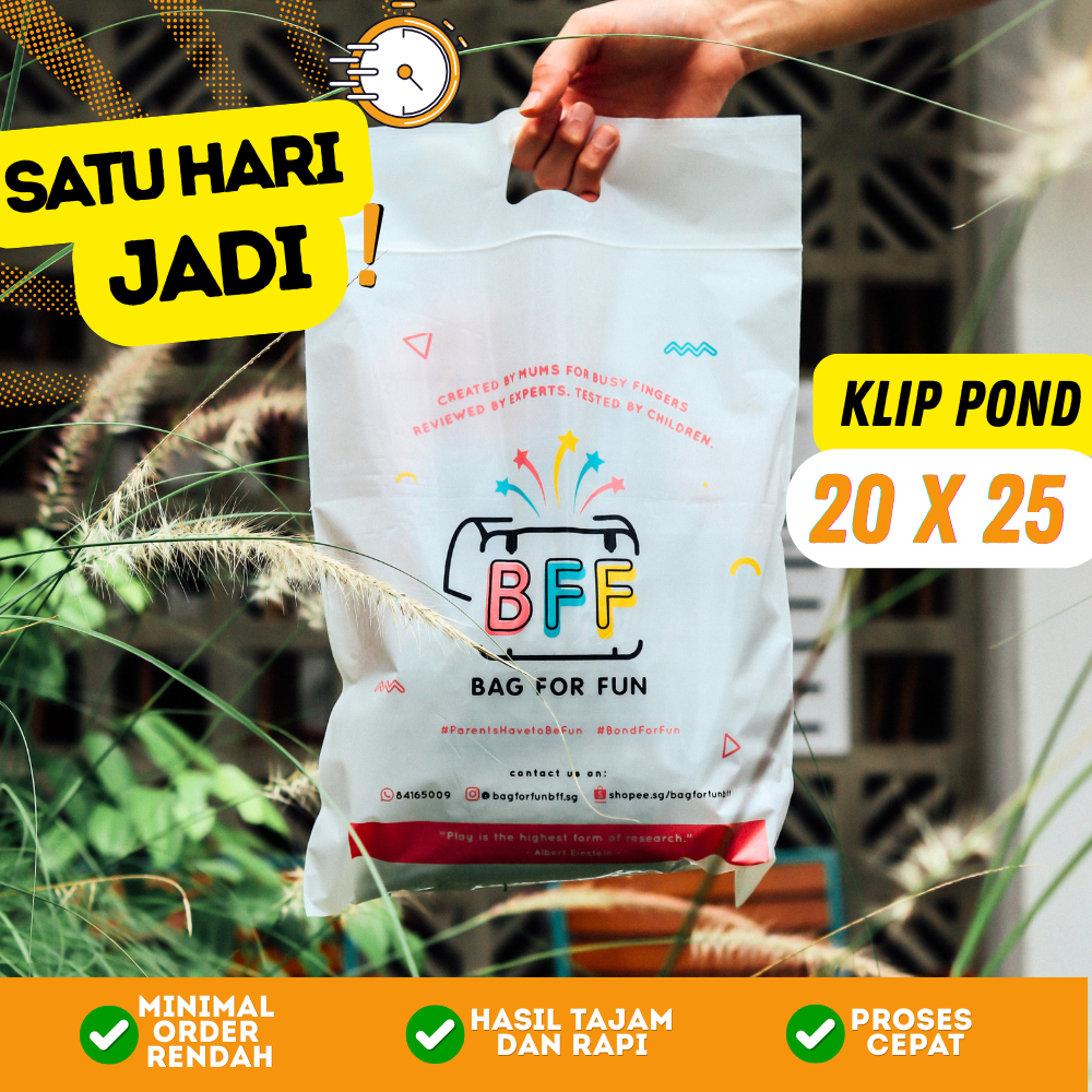 PLASTIK SABLON KLIP POND UK. 20x25 +5 CM (MASKER, HIJAB, BAJU ANAK, DLL) 100PCS - PACKAGING ZIPLOCK 
