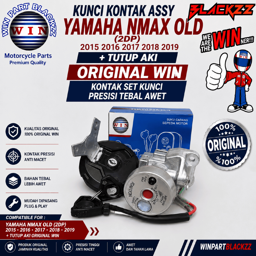 KUNCI KONTAK ASSY YAMAHA NMAX OLD (2DP) 2015 2016 2017 2018 2019 + TUTUP AKI ORIGINAL WIN / KONTAK S