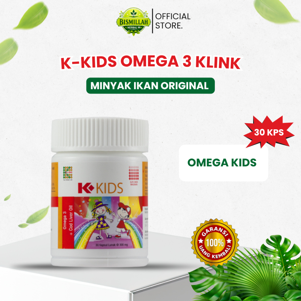K-Kids Omega 3 30 Kapsul - Dukung Tumbuh Kembang Anak, Meningkatkan Kecerdasan Otak, Sumber Vitamin 