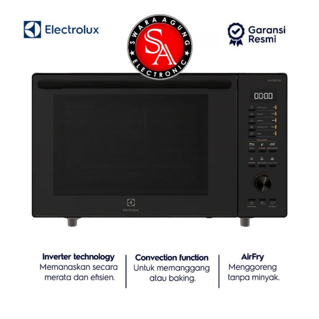 Microwave Oven Inverter 30 Liter Electrolux Type : EMC30D22BM - Grill + Steam + Air Fryer ( Medan )