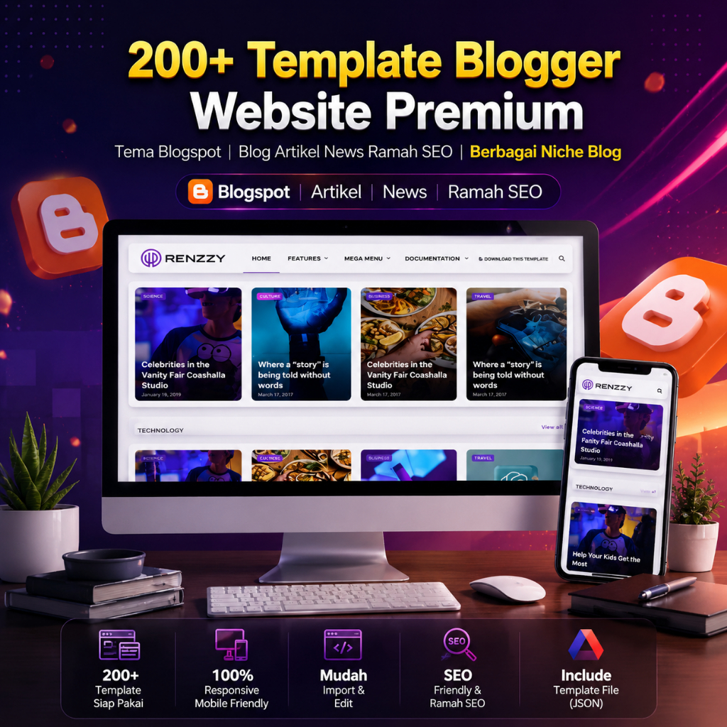 200+ Template Blogger Website Premium | Tema Blogspot Blog Artikel News Ramah SEO Berbagai Niche Blo