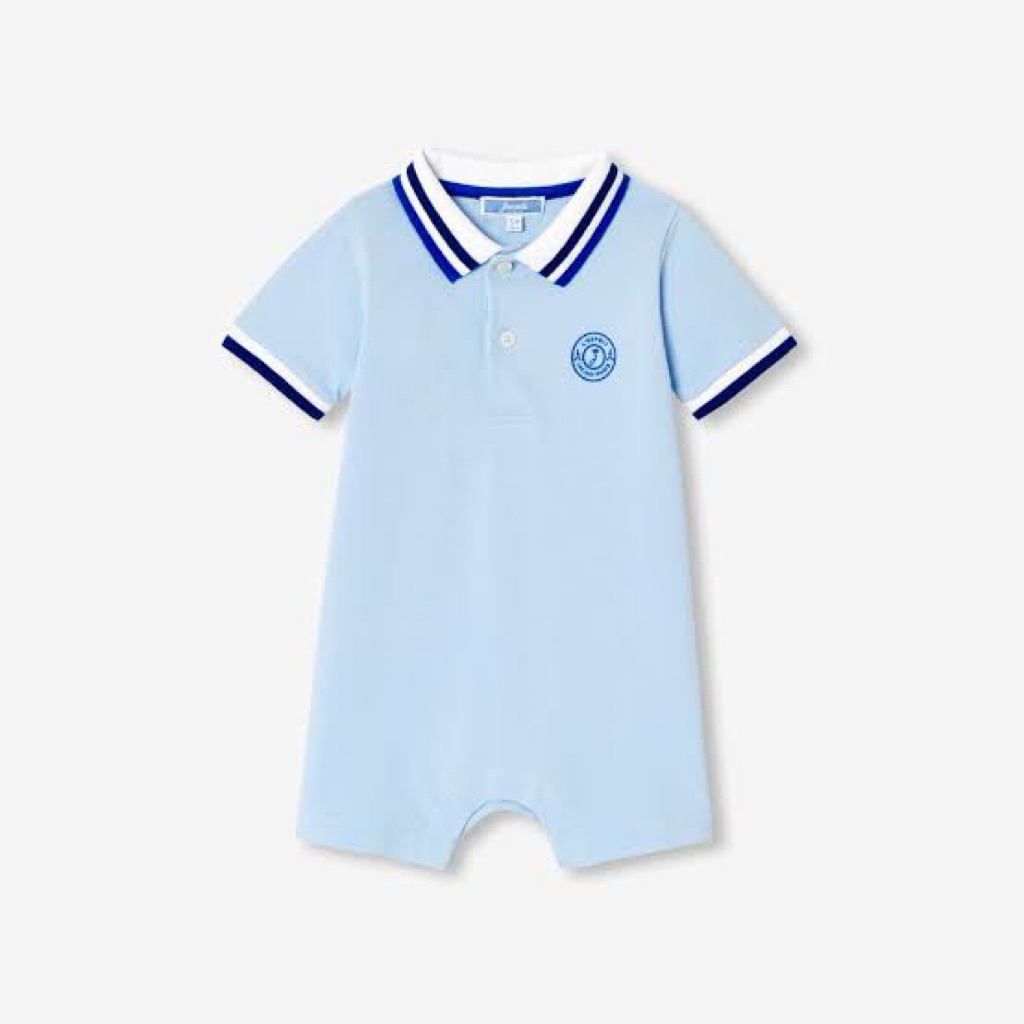 JACADI Baby boy polo shirt jumpsuit - jacadi light blue