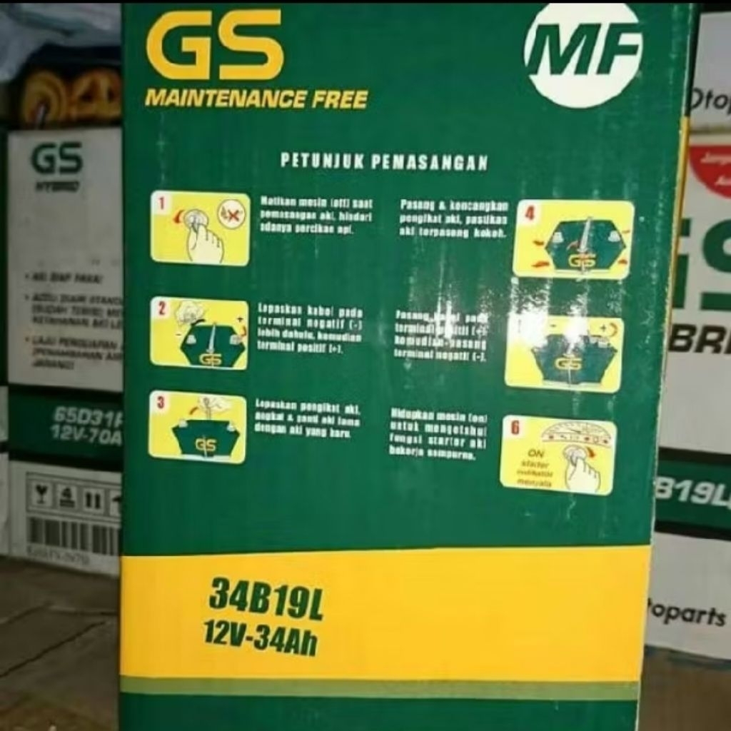 Aki Mobil GS Astra 34B19L MF 34Ah Accu Kering Siap Pakai