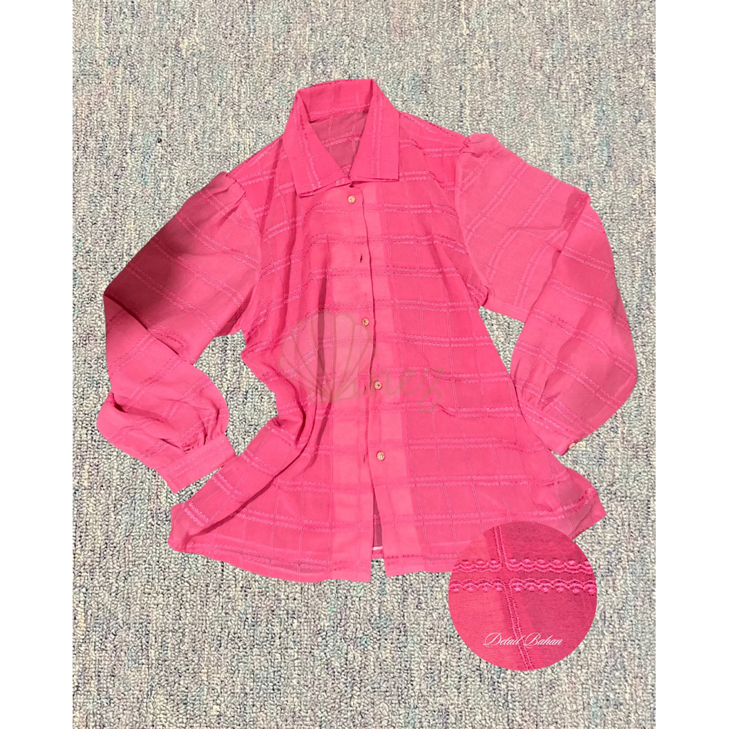 PL Kemeja Wanita Pink Fuchsia Formal Casual Korean Style