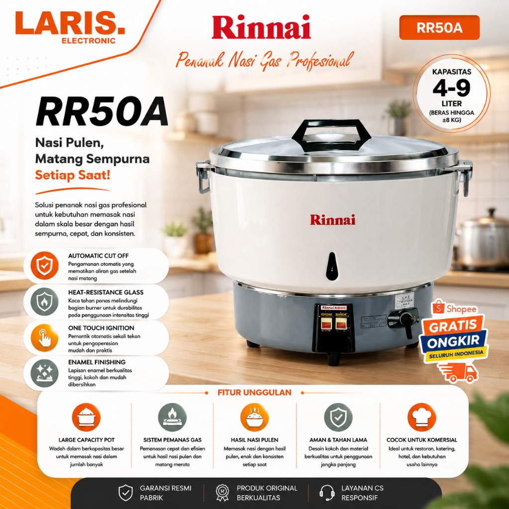 MAGIC COM GAS RINNAI RR50A 9L/RR50A/RR50A/RR50A/RR50A/RR50A/RR50A/RINNAI PENANAK NASI GAS JUMBO TERM