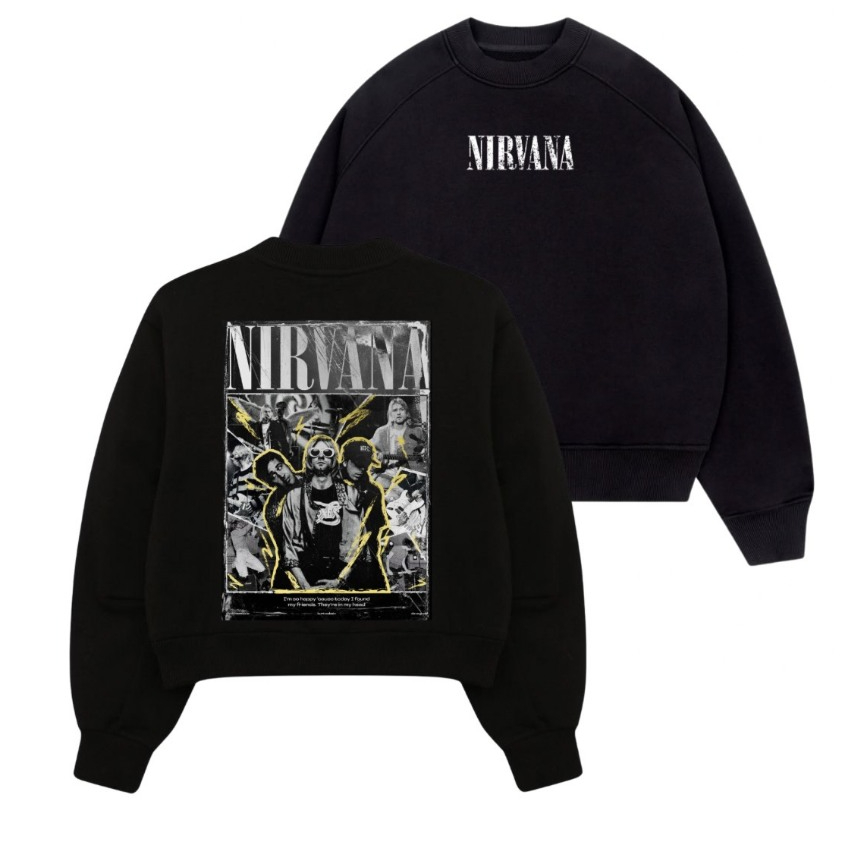 Crewneck Nirvana Oversize Jumbo Sweater Band Vintage Sablon Depan Belakang Distro