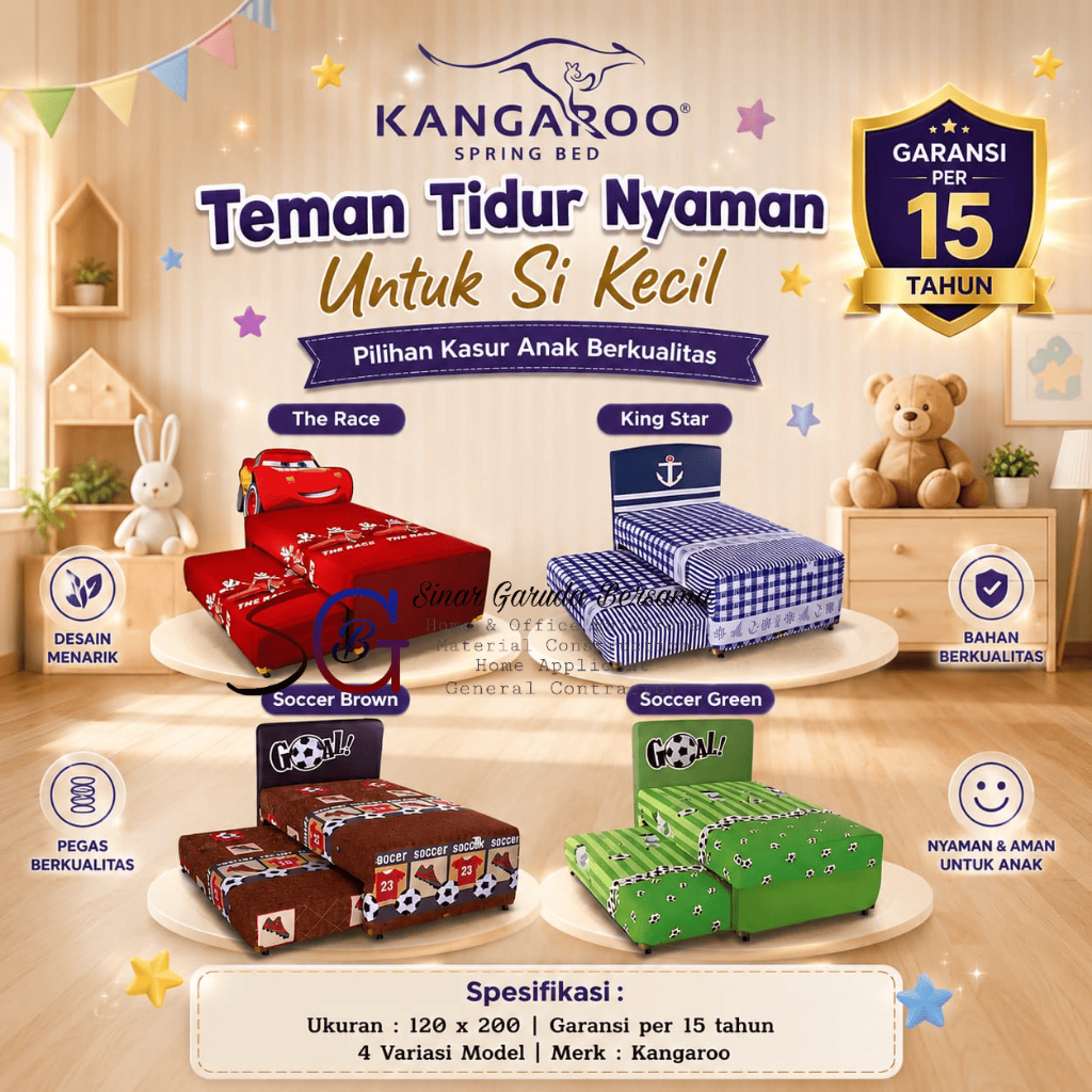KANGAROO KASUR SORONG ANAK 2IN1 / SPRING BED ANAK