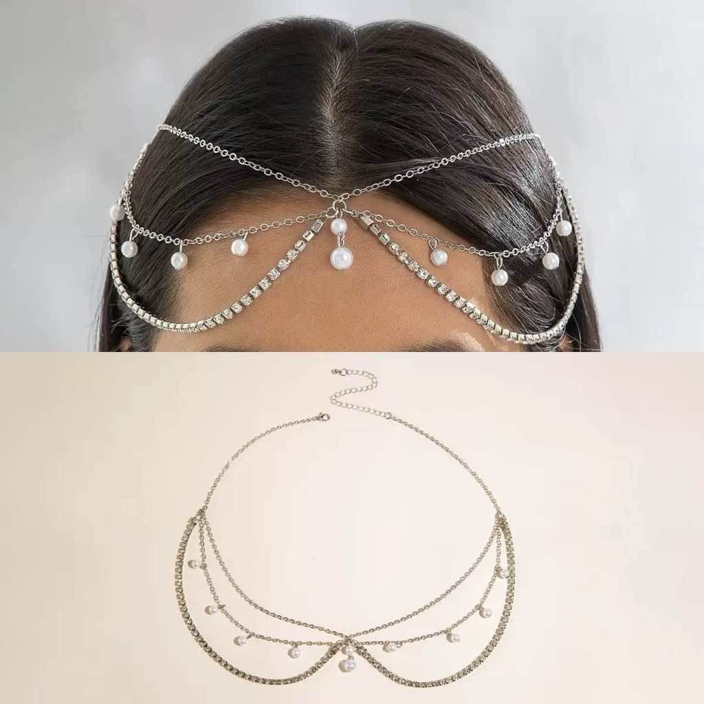 Hiasan Rambut Permata Mutiara / Hiasan Dahi / Hiasan rambut arabian #HR12