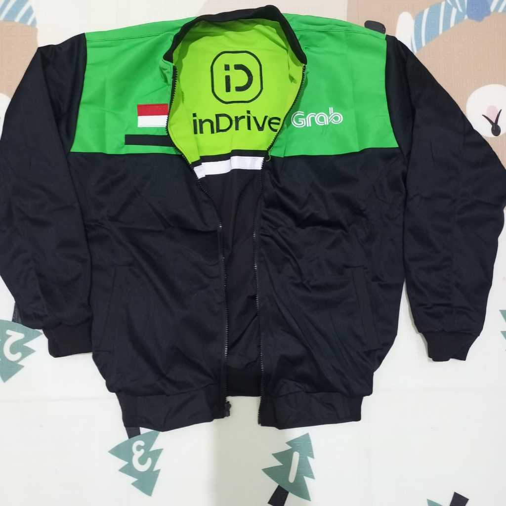 JAKET NGOJOL GRAB INDRIVE BOLAK BAIK SETENGAHNYA HITAM KEREN
