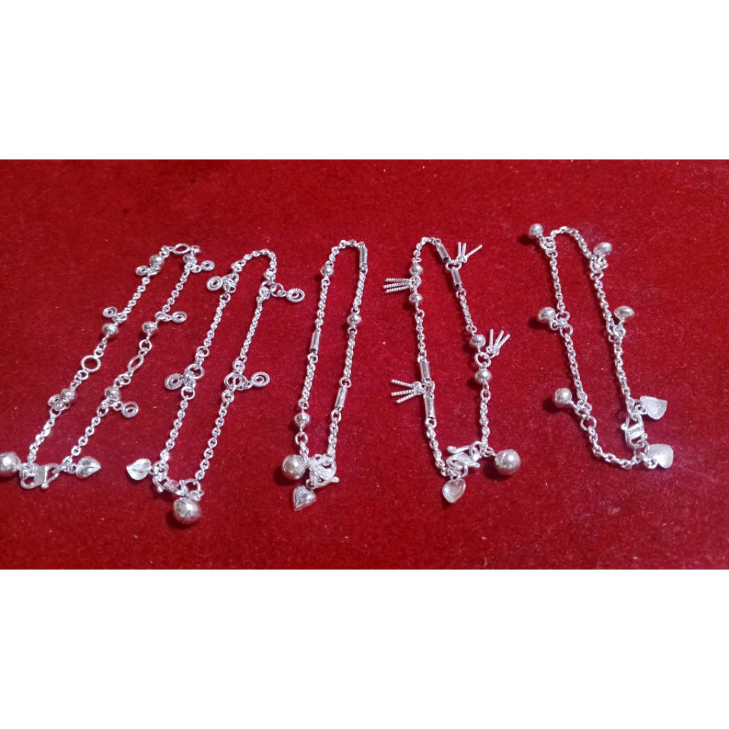 Gelang tangan perak anak & dewasa motif medan kombinasi
