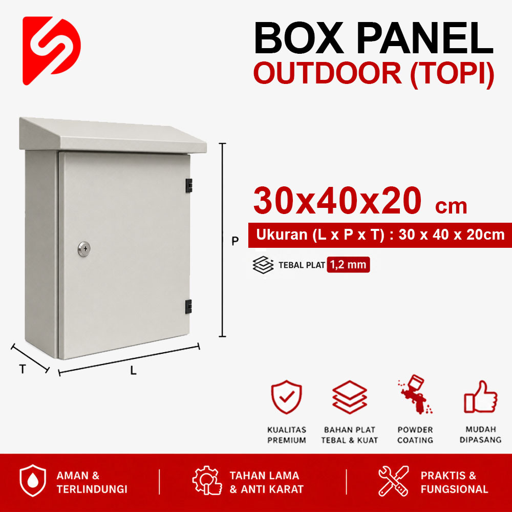 TEBAL 1.2 MM - BOX PANEL OUTDOOR 30 x 40 x 20 cm  Powder Coating Polos