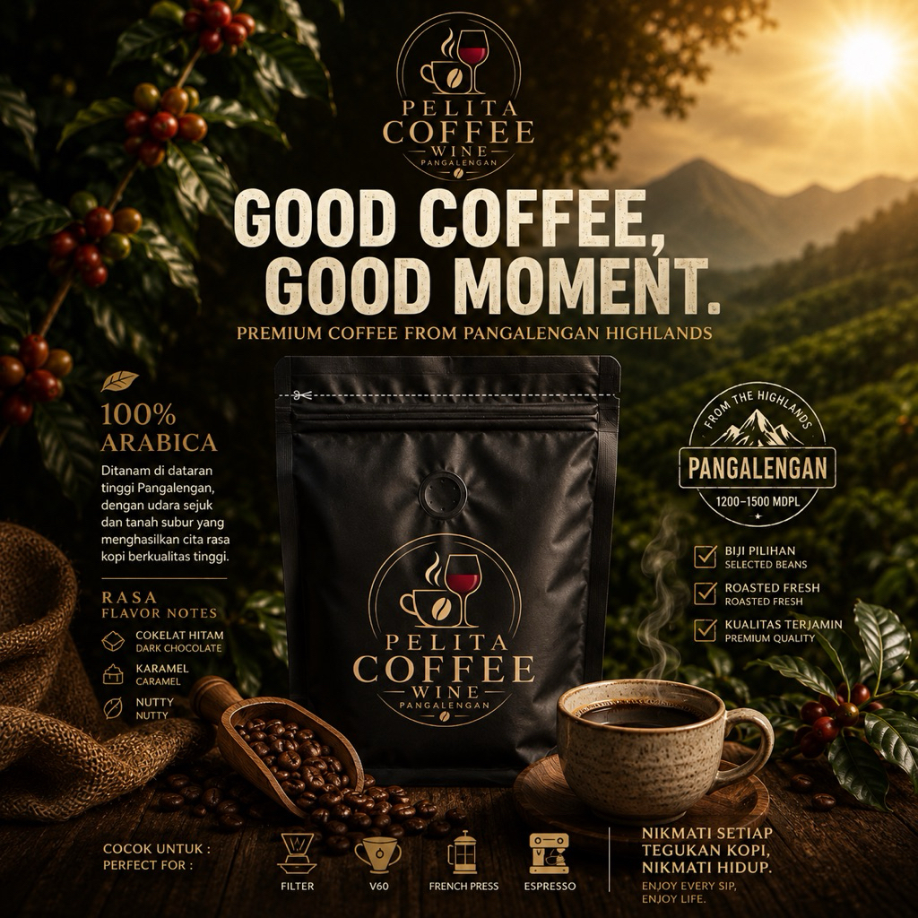 kopi arabika wine pangalengan 200 gram. biji kopi pilihan premium HALAL wine process