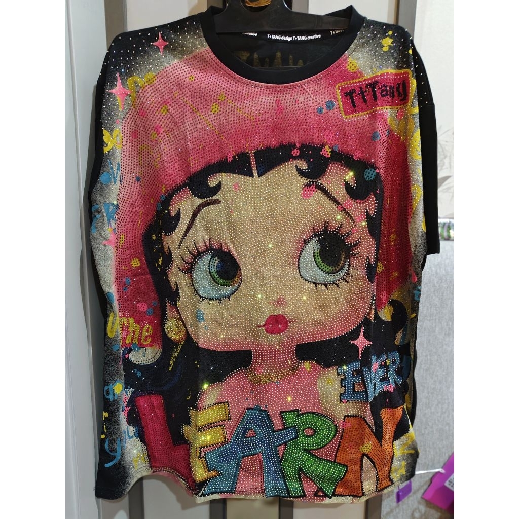 Kaos Blink2 Premium TTang Betty Boop Topi Hitam