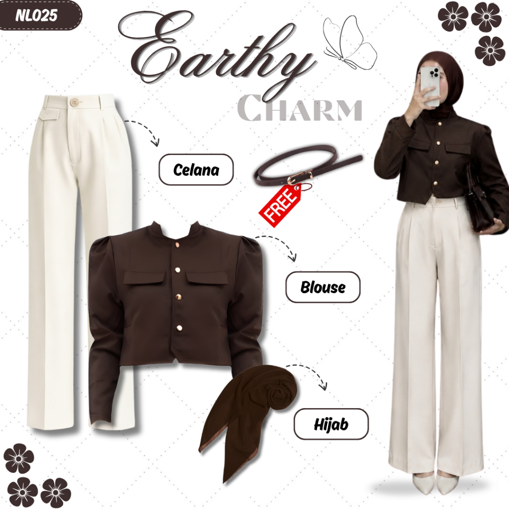 Erathy Set | One Set Hijab Wanita | Sonia + Celana Oro + Hijab + Belt | Fashion Wanita Terbaru | LN0
