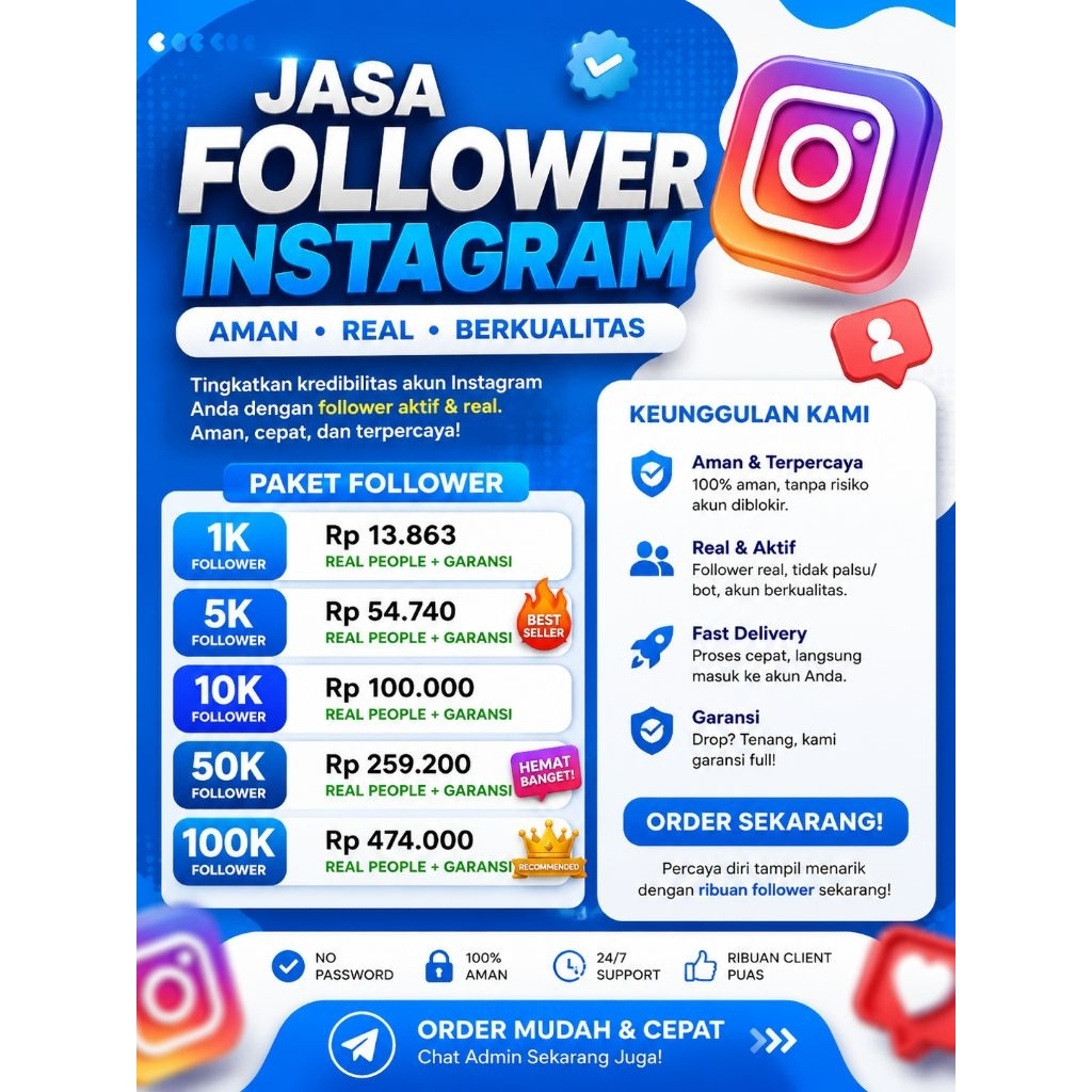 Nambah 10K Followers IG Real Garansi 30 hari