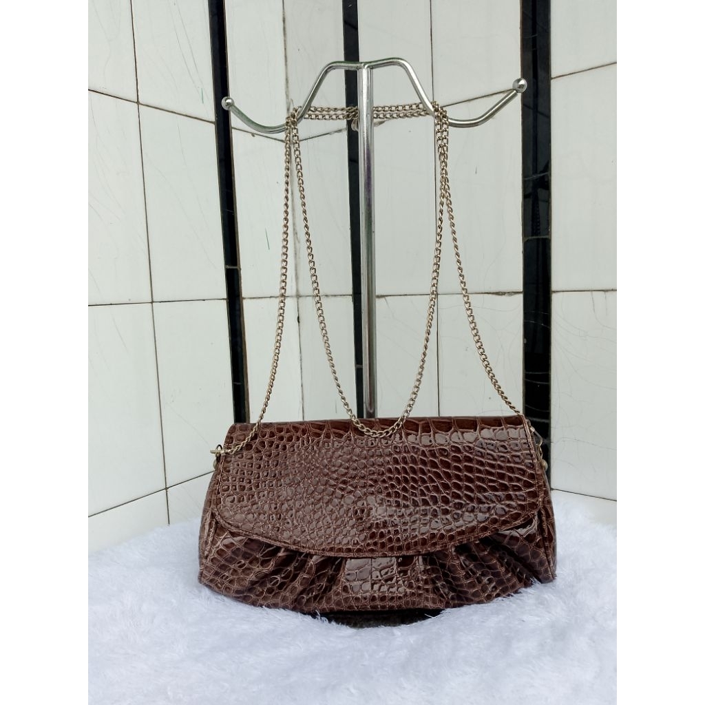 clutch croco tas croco Preloved vintage bag