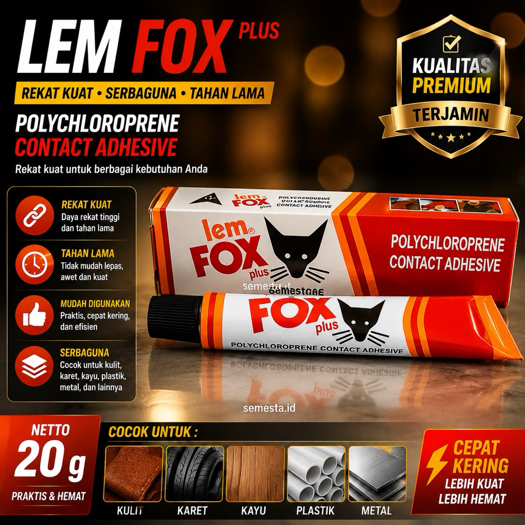 Lem Fox Plus Tube 20 Gram | Lem Kuning Fox 20 Gr Lem Serbaguna | Lem Fox Tube 20gr Lem Kuning Serbag