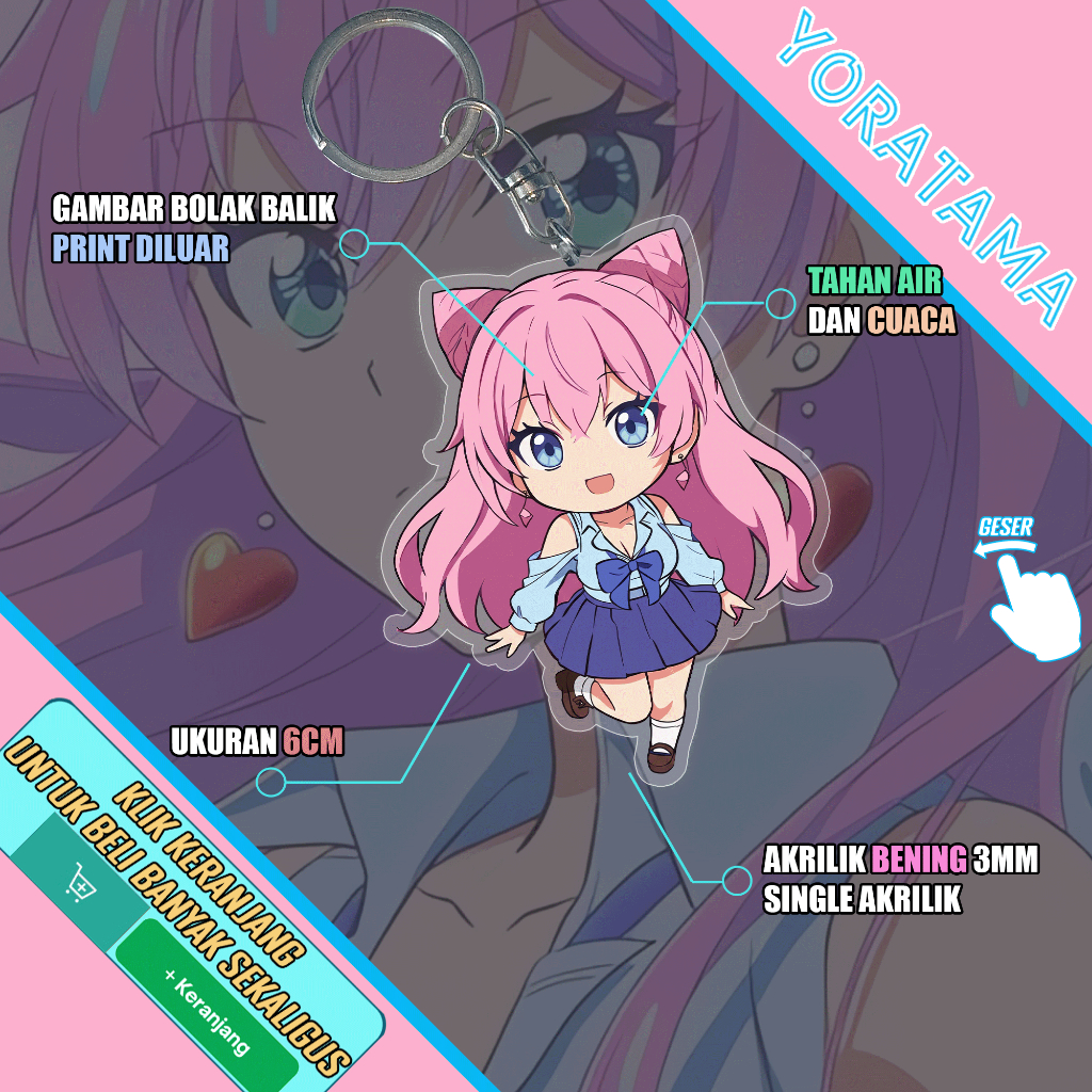 Gantungan Kunci Akari Watanabe Fuufu Ijou, Keychain Anime Lucu