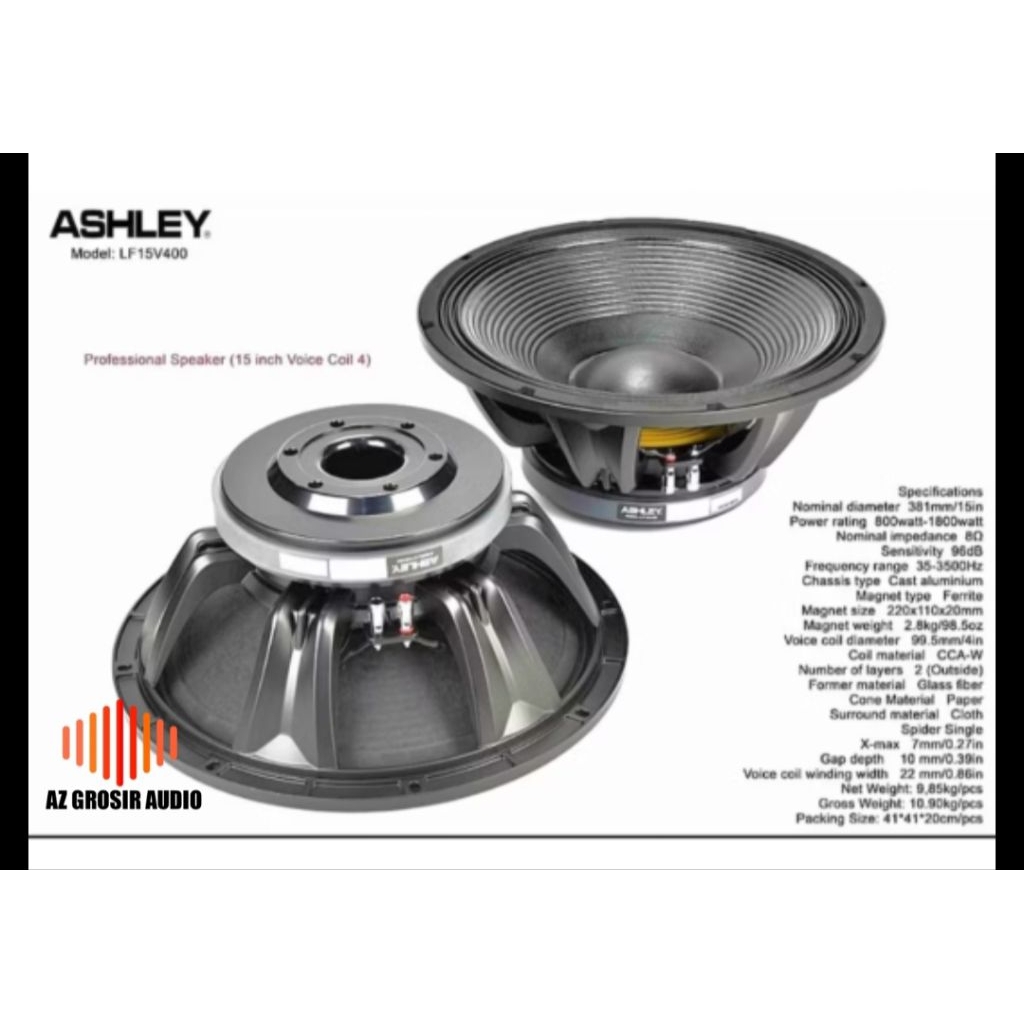 Ashley 15v400 komponen speaker 15 inch ashley