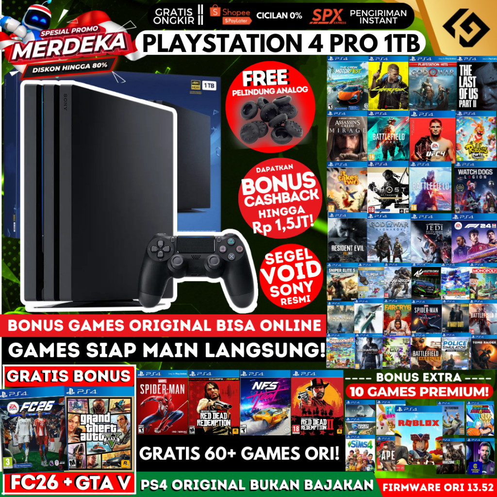 PS4 Pro 1TB Original Playstation PS 4 Garansi Panjang Free Games