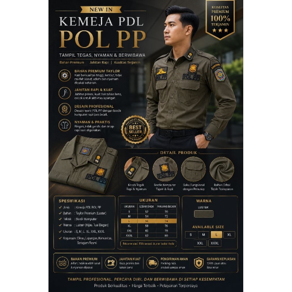 Kemeja Pdl Pol Pp Luster Bahan Premium Taylor