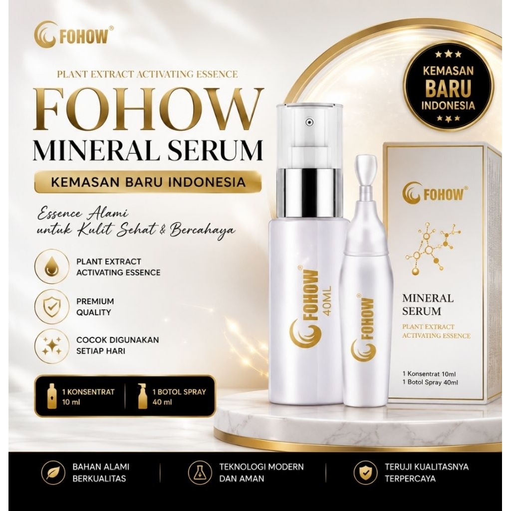 FoHow Mineral Serum | Original - Kemasan - Baru (10ml + Botol Spray 40ml)