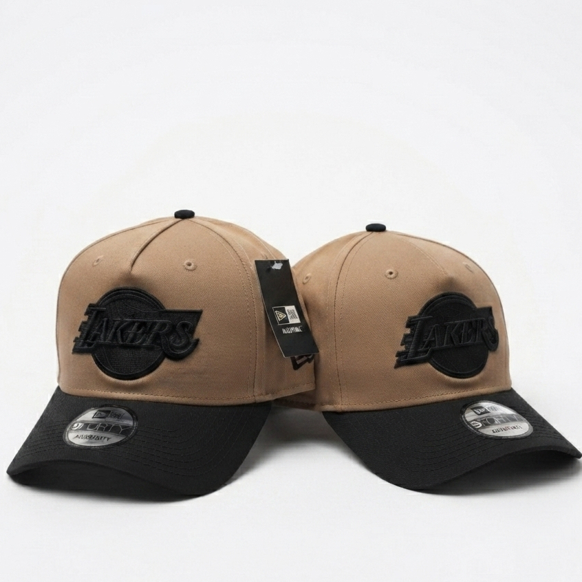Los Angeles Lakers Wheat & Black Adjustable Hat - Topi lakers Original Coklat Krem Hitam - Unisex