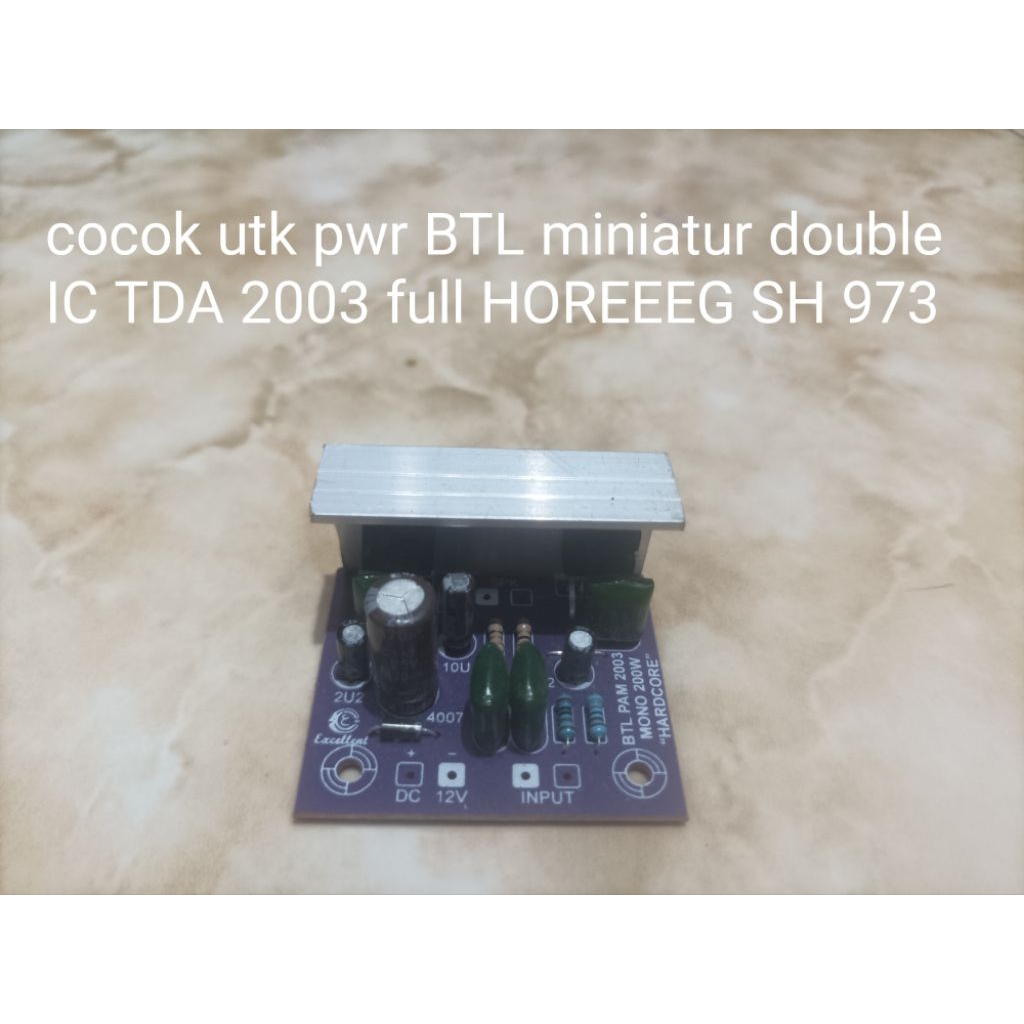 BTL Power miniatur DOUBLE TDA 2003 HARDCORE 200W DC 12V NON CT Type SH-973 By Excellent