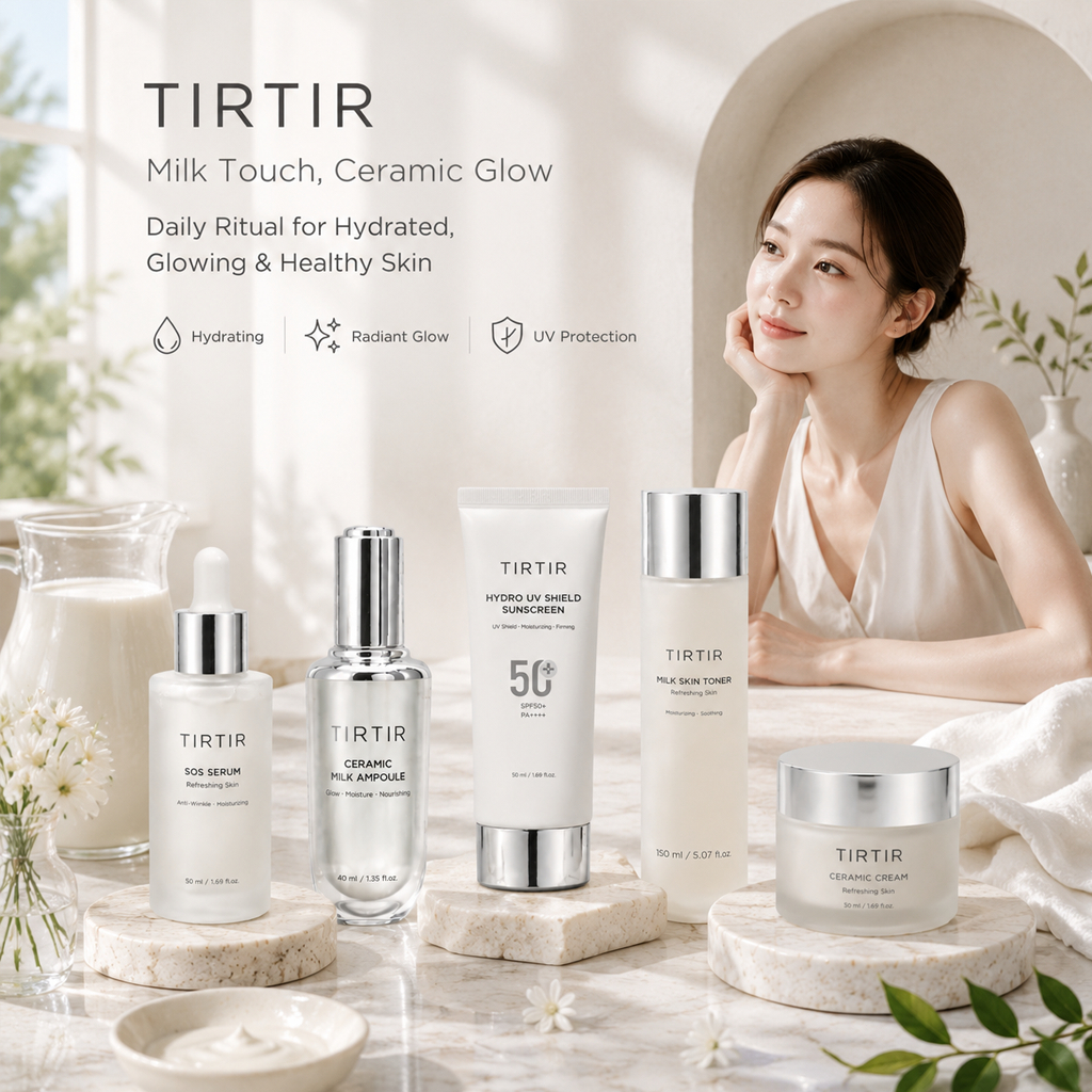TIRTIR Milk Skin Toner 150ml / TIRTIR SOS SERUM 50ML / TIRTIR Hydro UV Shield Sunscreen 50ml / TIRTI