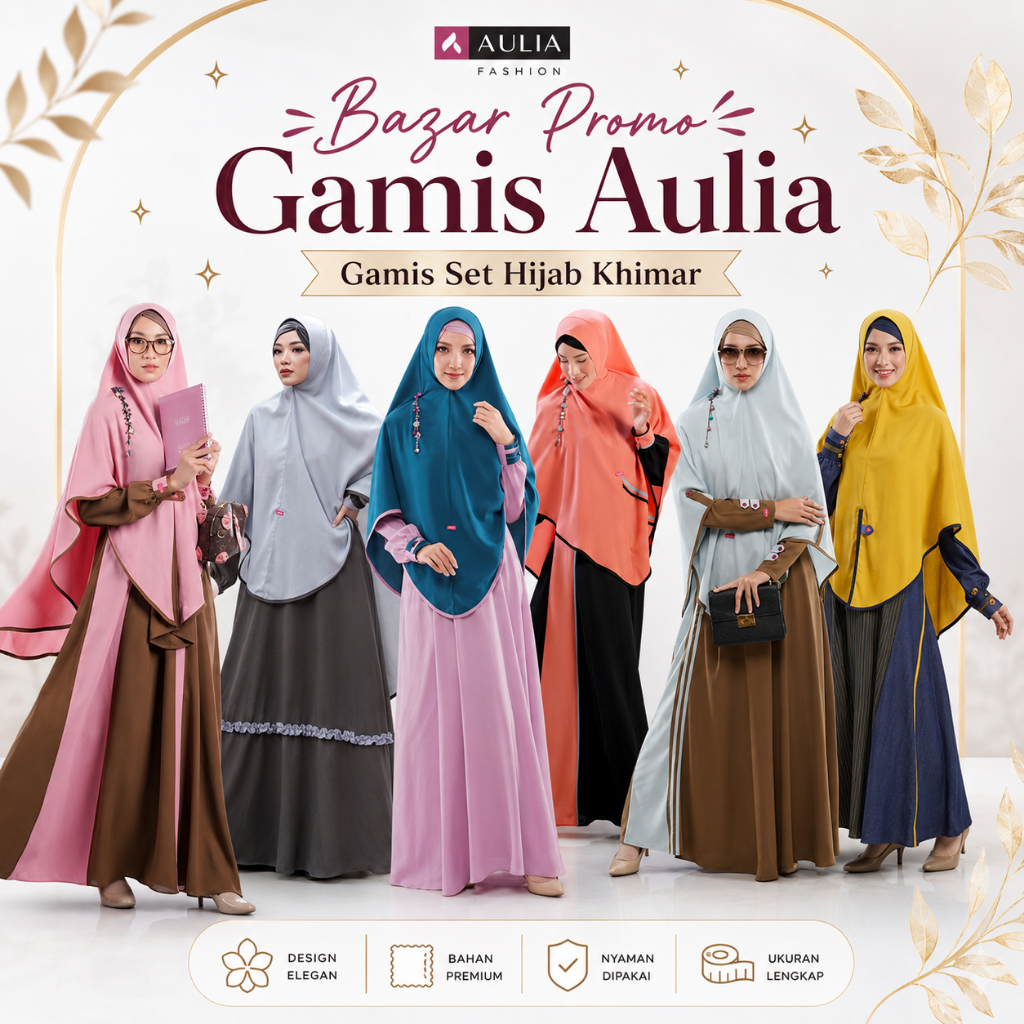 PROMO BAZAR AULIA SULTAN BEST SELLER SET HIJAB DISKON 50 PERSEN - GAMIS BUSANA MUSLIM AULIA FASHION 
