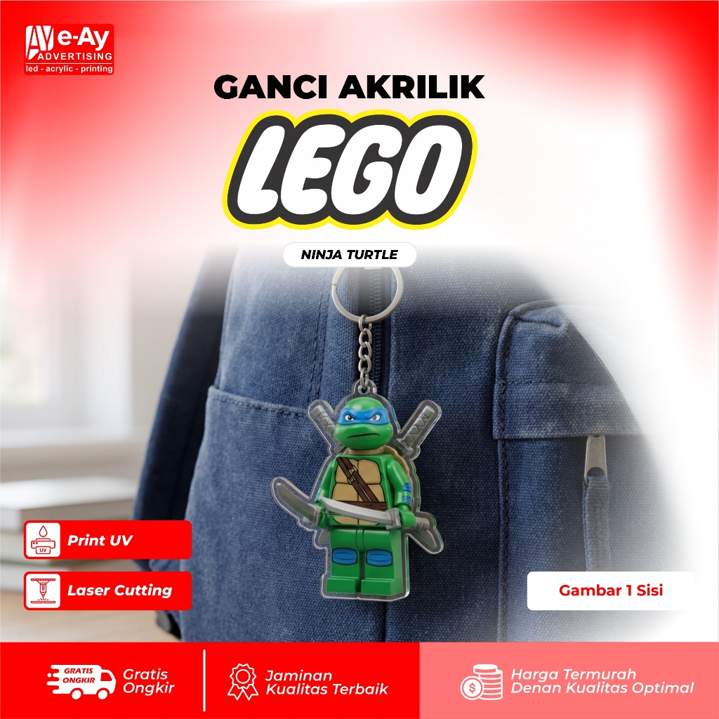 MURAH Premium Acrylic Keychain Tahan lama – GANCI AKRILIK LEGO X NINJA TURTLE | eayadvertising