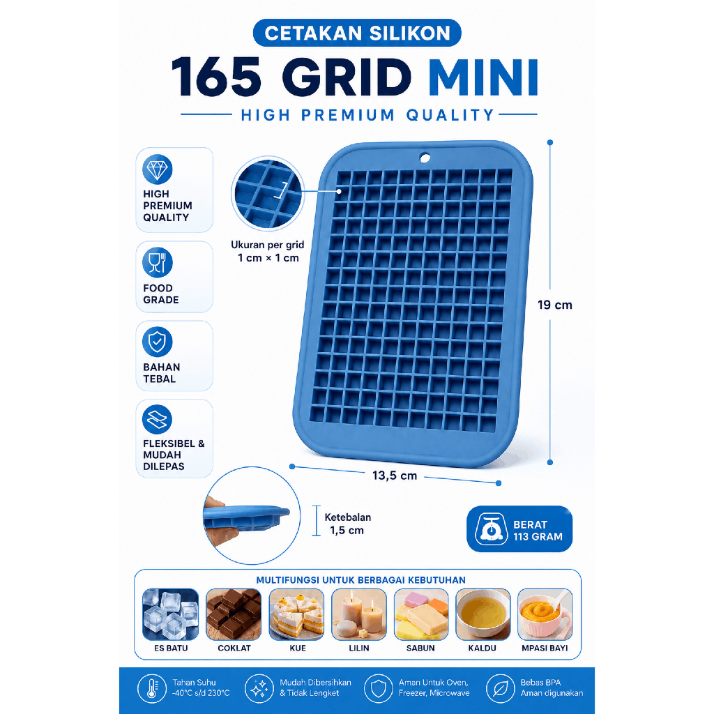 JCM Cetakan Es Batu 160 Cube 165 Sekat Mini Silikon Kristal Coklat Ice Cube Silicone Crystal