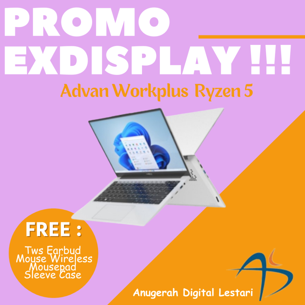 Laptop Ex display Advan Workplus Ryzen 5-6600H 16/512GB SSD 14"WUXGA IPS W11 Home