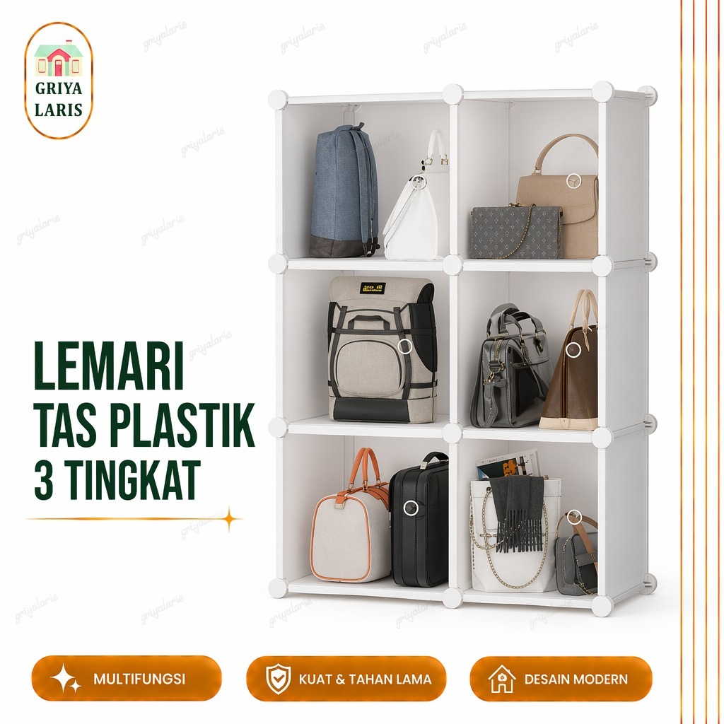 Shenar Lemari Plastik Tas Baju Celana Serbaguna / Storage Cabinet Handbag / Lemari Plastik 4 Susun /