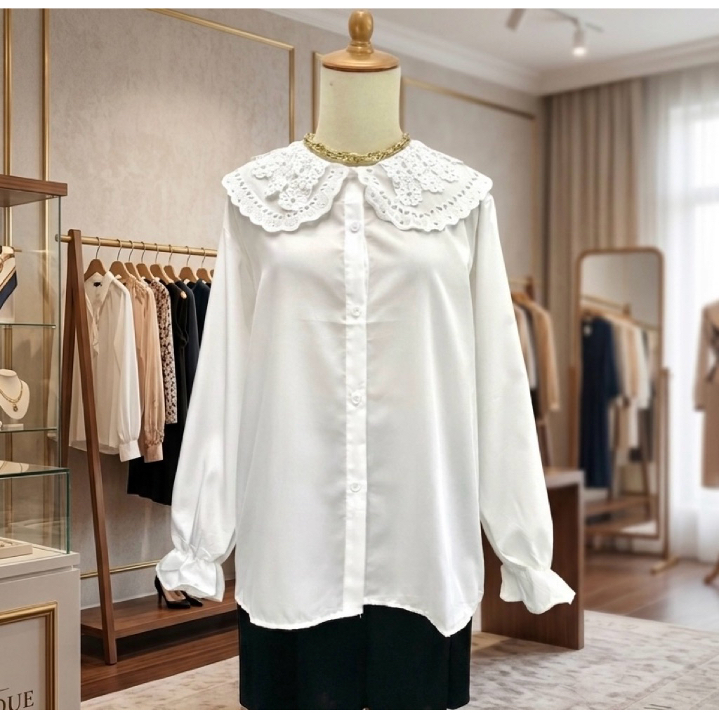 KEMEJA BLOUSE PUTIH WANITA IMPORT (BAJU BARU BUKAN PL)