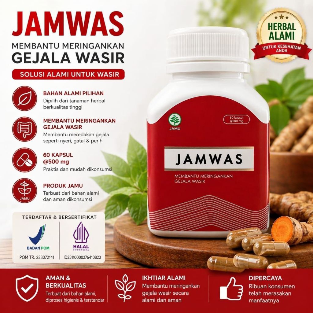 JAMWAS Kapsul Wasir (Mengobati Wasir, Ambeyen) BPOM 60 Kapsul