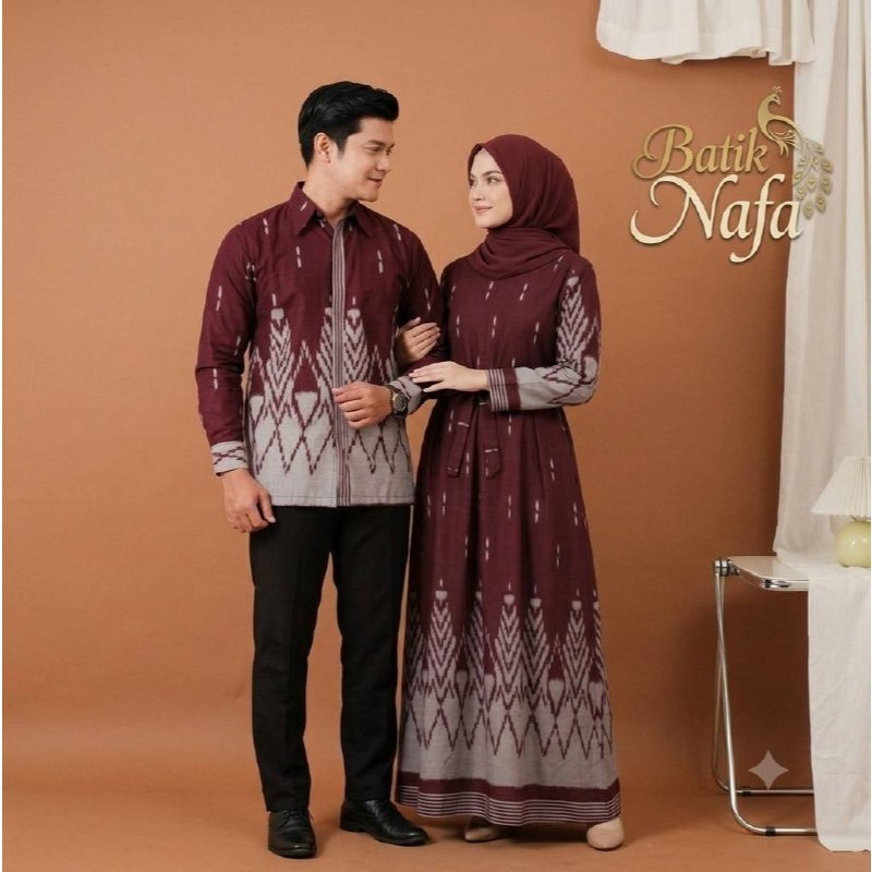 Batik Couple - Baju Batik Couple Kemeja Panjang Gamis Maxi Tali Samping Motif batik