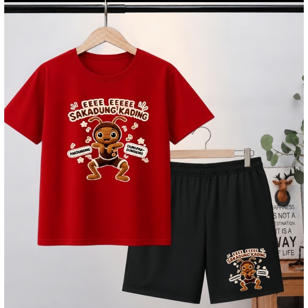 setelan anak cowok cewek usia 2-10thn//pakaiyan anak unisex motif EEEE EEEE SAKADUNG KADING