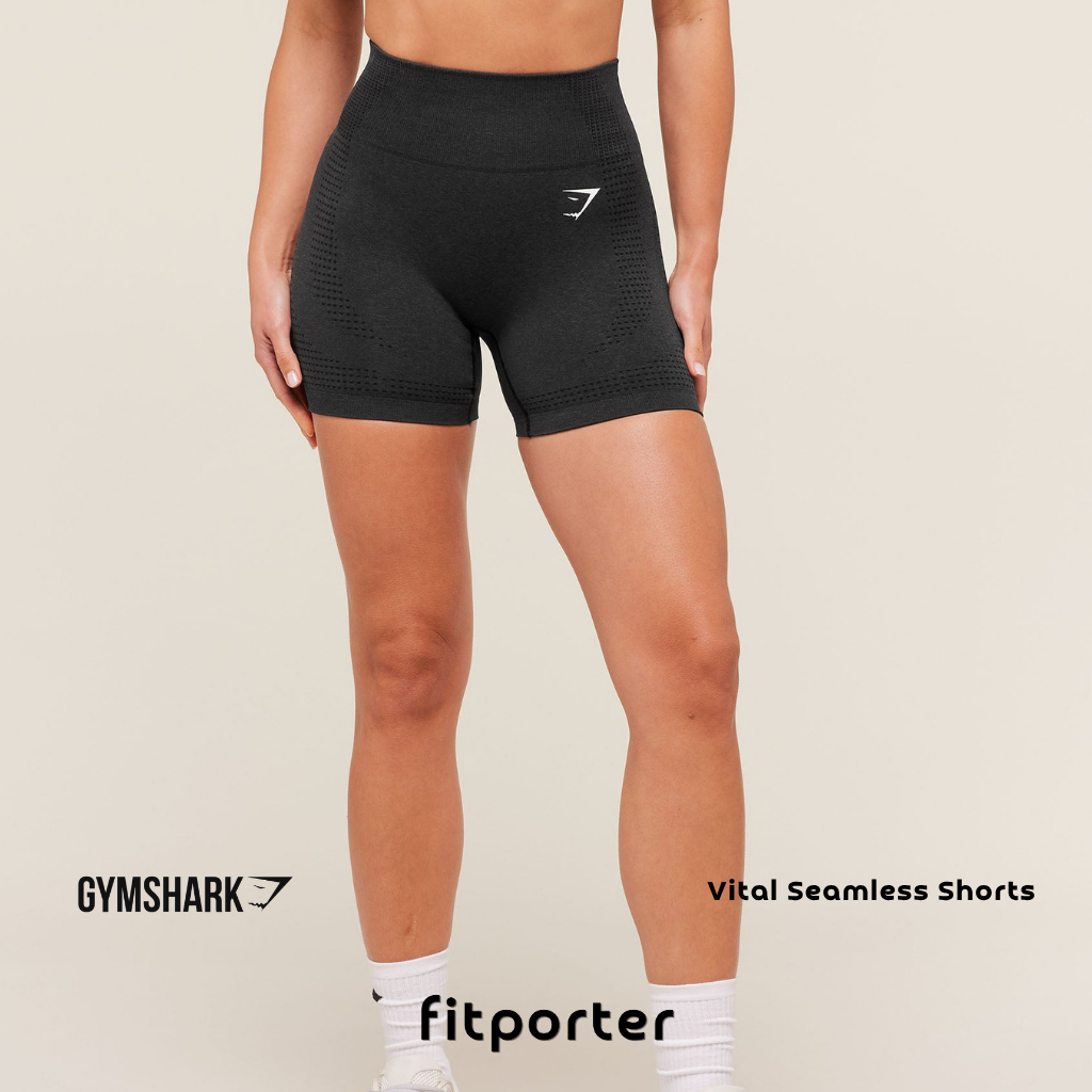 (FITPORTER) Gymshark Women | Vital Seamless Shorts | Color Black Marl | 100% Authentic Gym Athletic 