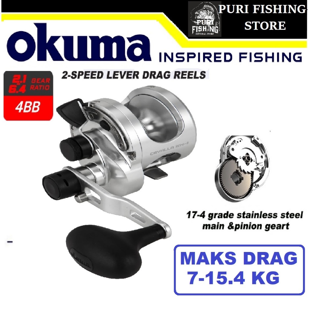 REEL OH OKUMA CAVALLA 12N-II LEVER DRAG 2 SPEED RIGHT HANDLE