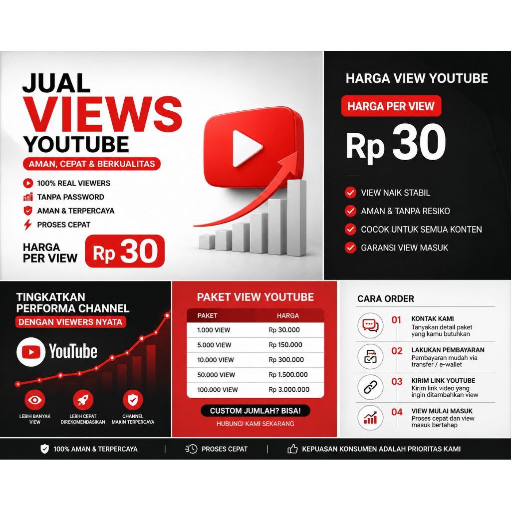 PROMO JASA TAMBAH VIEW YOUTUBE — Rp30/VIEW