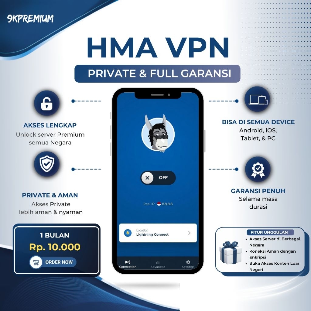 HMA PRO VPN PREMIUM PRIVATE ALL DEVICE GARANSI PENUH