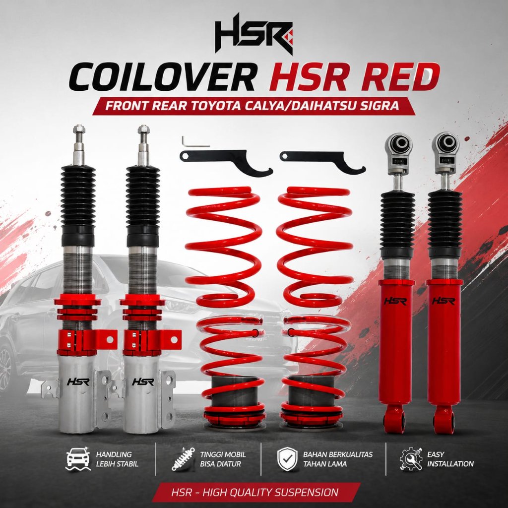 Coilover HSR Red Toyota Calya Daihatsu Sigra | Front Rear