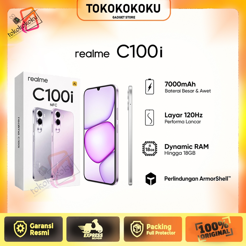 Realme C100i NFC [Ram  4/128 GB & 4/256 GB & 6/128 GB] Baterai 7000 mAh + 15 Watt | Chipset Unisoc T