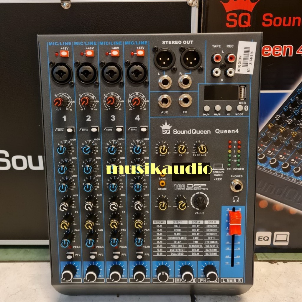 MIXER AUDIO SOUNDQUEEN QUEEN4 4CHANNEL BLUETOOTH USB SOUNDCARD